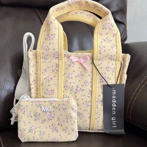 Viral Madden Girl Yellow mini Floral Tote with Pouch